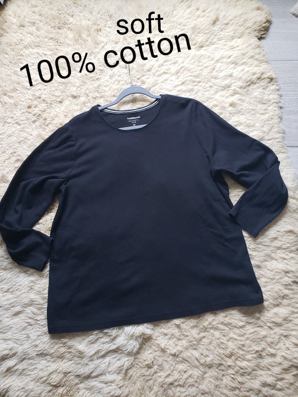 Croft & Barrow Black Classic Long Sleeve Tee Cotton Size 2X